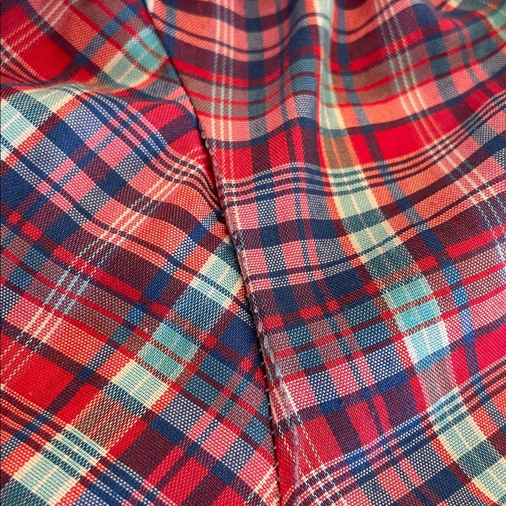 Vintage 70s Sears Plaid Ruffle Short Sleeve Button Down Shirt Blouse - Picture 8 of 8
